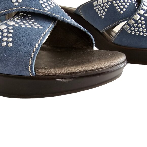 Naturalizer Bavaro Blue Jean Suede Heeled Sandals with Rhinestones | NIB | 6.5 M - Picture 2 of 14